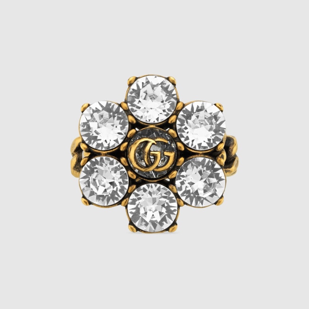 Authentic- Gucci Crystal Double G ring 💫